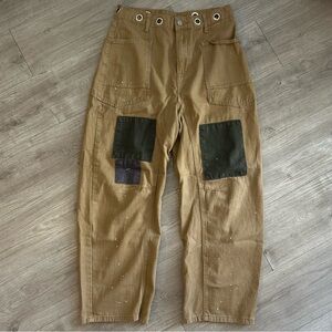 Women’s Paimt Satter wide leg patch double knee VTG style  Brown Workwear Pants